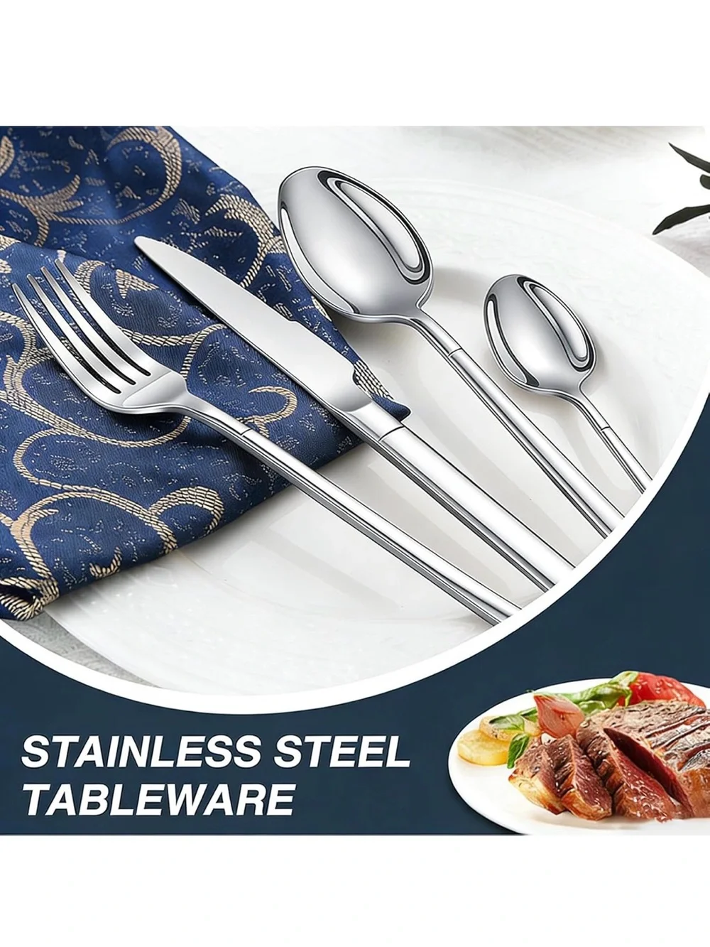 Stainless Steel Mirror-Polished 4-Piece Flatware Set - Silver